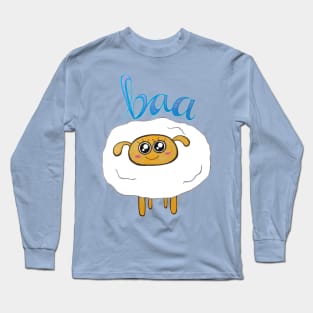 Baa Baa Cute Sheep - A Happy Kawaii White Sheep Long Sleeve T-Shirt